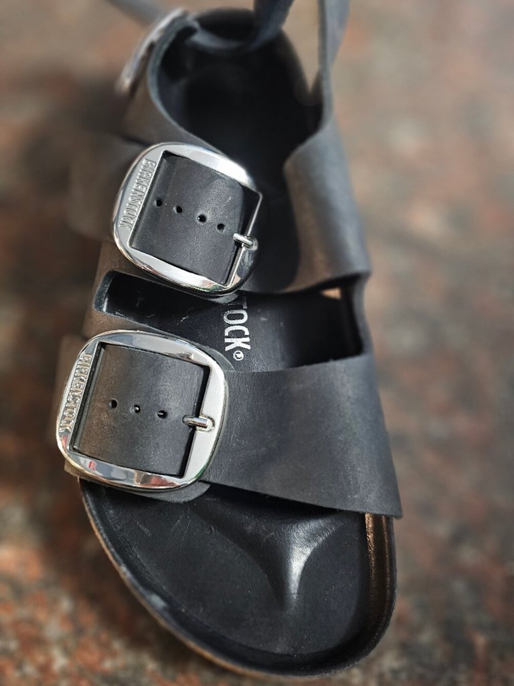 Birkenstock Unisex Milano Big Buckle Natural Leather Black - Picture 1 of 5